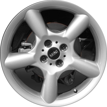 Mini Clubman 2008-2014, Cooper (Convertible) 2007-2014, Cooper (Coupe) 2011-2014, Cooper (Hardtop) 2007-2013 powder coat silver 17x7 aluminum wheels or rims. Hollander part number 71264, OEM part number 36116777960.