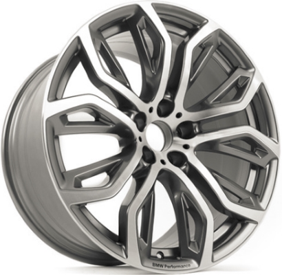 BMW X5-2011-2018, X5M 2011-2015, X6-2011-2019, X6M 2011-2015 grey machined 21x10 aluminum wheels or rims. Hollander part number 71449, OEM part number 36116796149.