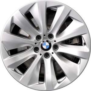 BMW 740i 2011-2015, 750i 2011-2015, 760i 2010-2015, ActiveHybrid 7 2011-2015 powder coat silver 19x8.5 aluminum wheels or rims. Hollander part number 71463/71464, OEM part number 36316793144, 36316793143.