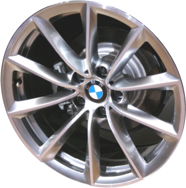 BMW X1 2013-2015 silver machined 19x8 aluminum wheels or rims. Hollander part number ALY71610, OEM part number 36116789149.