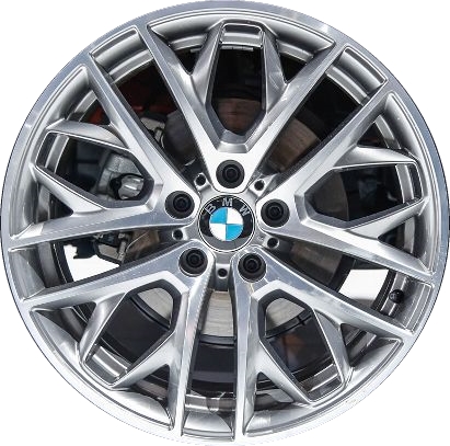 BMW X1 2013-2015 silver machined 19x8 aluminum wheels or rims. Hollander part number ALY71611, OEM part number 36116854562.