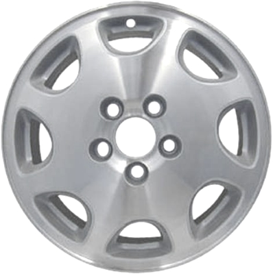 Acura RL 1999-2001 silver machined 16x7 aluminum wheels or rims. Hollander part number ALY71699, OEM part number 42700SZ3A21, 42700SZ3A22.