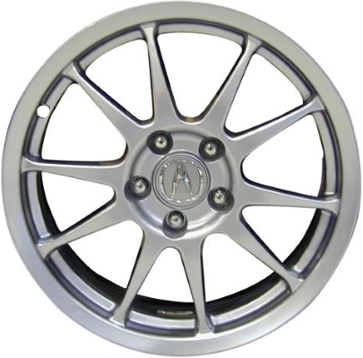 Acura RSX 2006 powder coat silver 17x7.5 aluminum wheels or rims. Hollander part number ALY71751, OEM part number 08W17S6M200.