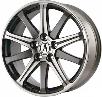 Acura TL 2009-2014 charcoal machined 19x8 aluminum wheels or rims. Hollander part number ALY71787, OEM part number 08W19TK4201B, 08W19TK4402B.