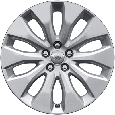 Land Rover Range Rover Velar 2018-2021 powder coat silver 18x7.5 aluminum wheels or rims. Hollander part number ALY72297, OEM part number LR091518.