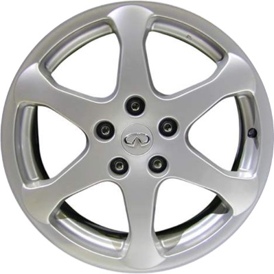 Infiniti G35 2003-2007 powder coat silver 17x7 aluminum wheels or rims. Hollander part number ALY73669, OEM part number 40300AL625.