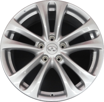 Infiniti FX35 2009-2012, FX37 2009-2013, FX50 2009-2013, QX70 2014-2017 powder coat silver 18x8 aluminum wheels or rims. Hollander part number 73713, OEM part number D0C001CB2A, D03003EV1A.