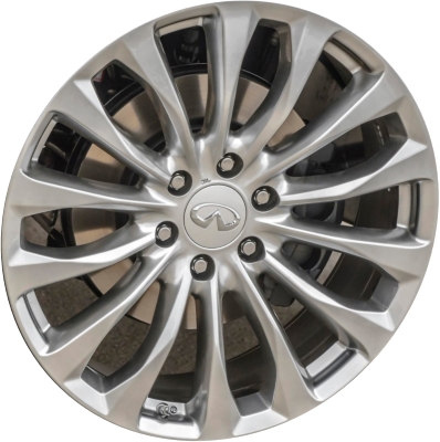 Infiniti QX80 2015-2017 powder coat hyper silver 22x8 aluminum wheels or rims. Hollander part number ALY73770.HYPV2, OEM part number D03005ZA4A, D0C005ZA4A.