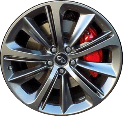 Infiniti Q60 2018-2022 powder coat dark grey 20x9 aluminum wheels or rims. Hollander part number ALY73803, OEM part number D0C005CA3B.