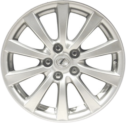 Lexus IS250 2006-2008, IS350 2006-2008 powder coat silver 17x8 aluminum wheels or rims. Hollander part number 74188, OEM part number Not Yet Known.