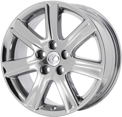 Lexus ES350 2007-2009 chrome 17x7 aluminum wheels or rims. Hollander part number ALY74190U85, OEM part number 4261A33020, 4261A33030.