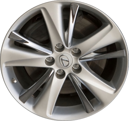 Lexus GS450H 2010-2011 powder coat silver 18x8 aluminum wheels or rims. Hollander part number ALY74228, OEM part number 4260130080, 4260130090.