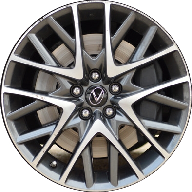 Lexus RC Turbo 2017, RC200t 2015-2016, RC300-2016-2018, RC350-2015-2018 charcoal machined 19x8 aluminum wheels or rims. Hollander part number 74315U30, OEM part number 42611-24610, 42611-24620.