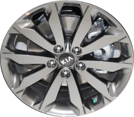 KIA Sportage 2018-2019 powder coat hyper grey 18x7 aluminum wheels or rims. Hollander part number ALY74749U78/74534, OEM part number Not Yet Known.