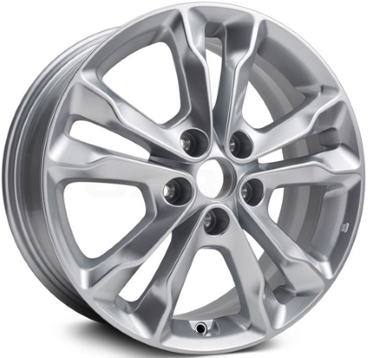 KIA Optima 2011-2013 powder coat silver 17x6.5 aluminum wheels or rims. Hollander part number ALY74638, OEM part number 529102T350, 529102T310.