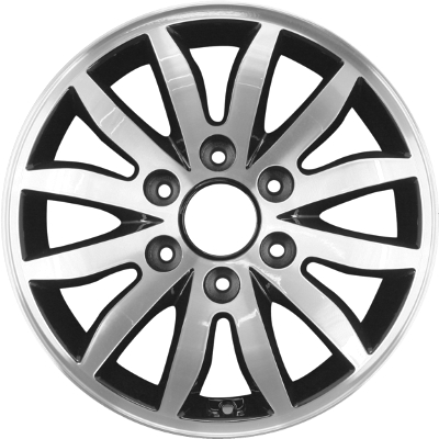 KIA Sedona 2006-2012 black machined 17x6.5 aluminum wheels or rims. Hollander part number ALY74639, OEM part number 529104D510.