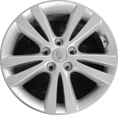 KIA Forte 2011-2013 powder coat silver 17x7 aluminum wheels or rims. Hollander part number ALY74648, OEM part number 529101M750.