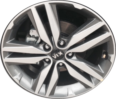 KIA SOUL 2014-2019 charcoal machined 18x7.5 aluminum wheels or rims. Hollander part number ALY74719U, OEM part number 52910B2400.