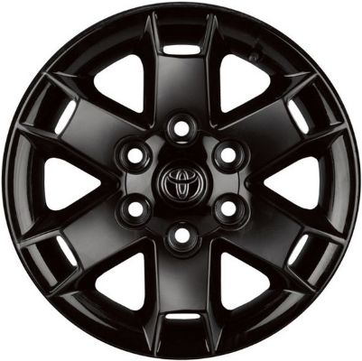 Toyota Tacoma 2005-2015 powder coat black 16x7 aluminum wheels or rims. Hollander part number ALY69611U45.PB01, OEM part number PT758-35080, 42611YY240.