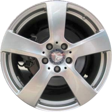 Mercedes-Benz E300 2013, E350 2010-2013, E400 2013, E550 2012-2013 powder coat silver 18x8.5 aluminum wheels or rims. Hollander part number 85129, OEM part number 2124011302.