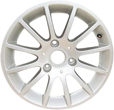 Smart ForTwo 2008-2014 powder coat silver 15x4.5 aluminum wheels or rims. Hollander part number ALY85175, OEM part number 4514010102CA4L.