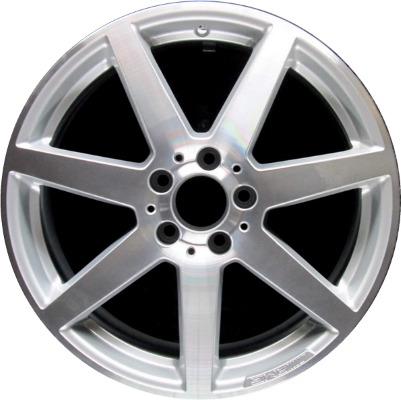 Mercedes-Benz C250 2012-2015, C300 2012-2014, C350 2012-2015 silver machined 18x8 aluminum wheels or rims. Hollander part number 85223U10, OEM part number 2044019802.