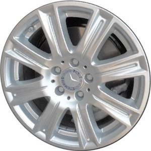 Mercedes-Benz E300 2013, E350 2012-2013, E400 2013, E550 2012-2013 powder coat hyper silver 17x8.5 aluminum wheels or rims. Hollander part number 85239, OEM part number 2124011802.