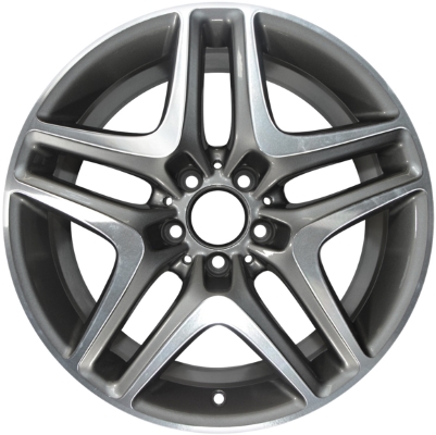 Mercedes-Benz SLK250 2012-2015, SLK300 2016, SLK350 2012-2016 grey machined 18x7.5 aluminum wheels or rims. Hollander part number 85253, OEM part number 1724011602.