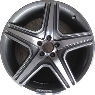 Mercedes-Benz ML63 2012-2014 grey machined 20x9 aluminum wheels or rims. Hollander part number ALY85263, OEM part number A16640122027X21.
