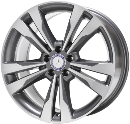 Mercedes-Benz S400 2015-2016, S550 2014-2017, S600 2015-2017 dark grey machined 19x8.5 aluminum wheels or rims. Hollander part number 85349, OEM part number 2224011302.