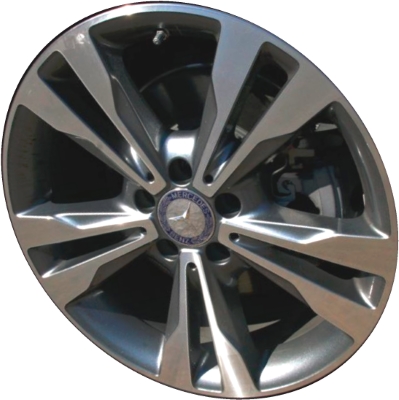 Mercedes-Benz C300 2015-2024, C300d 2016, C350e 2018 grey machined 18x7.5 aluminum wheels or rims. Hollander part number 85370, OEM part number 2054012802.
