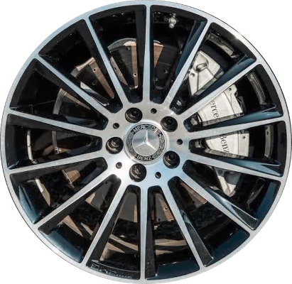 Mercedes-Benz C300 2015-2024, C300d 2016, C400 2015 black machined 19x7.5 aluminum wheels or rims. Hollander part number 85374U45, OEM part number 20540113007X23.