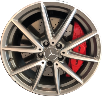 Mercedes-Benz CLA45 2017-2018 grey machined 18x8 aluminum wheels or rims. Hollander part number ALY85531, OEM part number 17640108007X21.