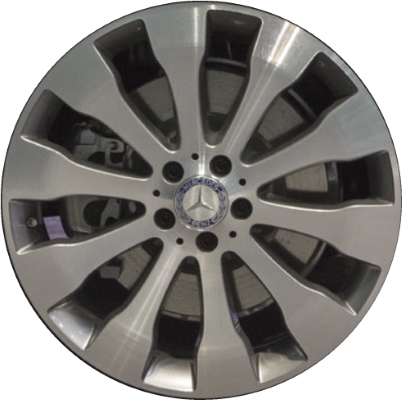 Mercedes-Benz GLS350 2017, GLS450 2017-2019 grey machined 20x8.5 aluminum wheels or rims. Hollander part number 85553, OEM part number 16640134007X21.