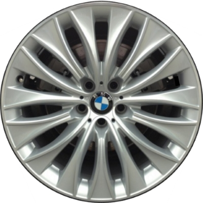 BMW 535i GT 2014-2017, 550i GT 2014-2017, 740i 2014-2015, 750i 2014-2015, 760i 2014-2015, ActiveHybrid 7 2014-2015 silver machined 20x8.5 aluminum wheels or rims. Hollander part number, OEM part number 36116857676.