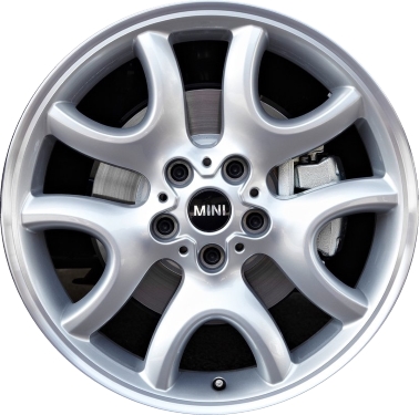 Mini Countryman 2013-2017, Paceman 2013-2016 powder coat silver w/ machined outer lip 19x7.5 aluminum wheels or rims. Hollander part number 86071, OEM part number 36109809485.
