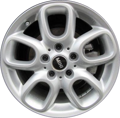 Mini Cooper (Convertible) 2016-2022, Cooper (Hardtop) 2014-2022 powder coat silver 16x6.5 aluminum wheels or rims. Hollander part number 86079, OEM part number 36116855103.