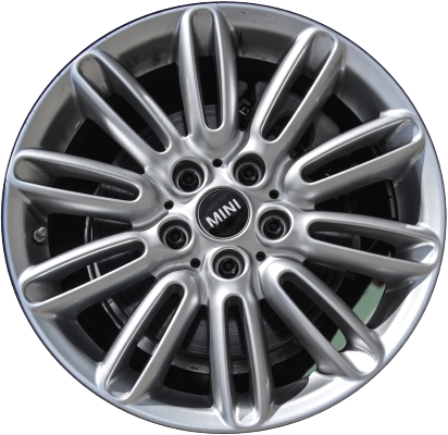 Mini Cooper (Convertible) 2016-2024, Cooper (Hardtop) 2014-2024 powder coat silver 17x7 aluminum wheels or rims. Hollander part number 86081, OEM part number 36116856099.
