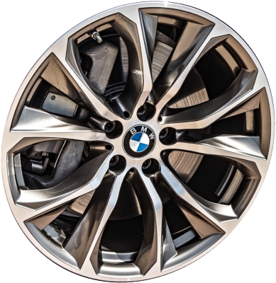 BMW X6 2015-2019 grey machined 20x10 aluminum wheels or rims. Hollander part number ALY86117, OEM part number 36116858878.