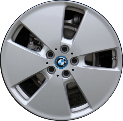 BMW i3 2014-2019 powder coat silver 19x5 aluminum wheels or rims. Hollander part number ALY86169, OEM part number 36116852053.