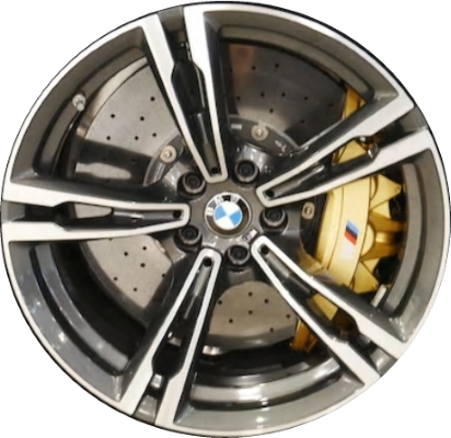 BMW M5 2018-2023 dark grey machined 19x9.5 aluminum wheels or rims. Hollander part number ALY86386, OEM part number 36117857075.