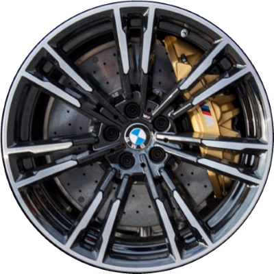 BMW M5 2018-2023 black machined 20x9.5 aluminum wheels or rims. Hollander part number ALY86388U46, OEM part number 36118073977.