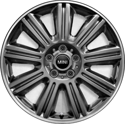 Mini Countryman 2018-2019 powder coat dark grey 19x8 aluminum wheels or rims. Hollander part number ALY86400, OEM part number 36116856040.