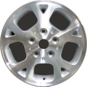 Jeep Grand Cherokee 1999-2003 silver machined 16x7 aluminum wheels or rims. Hollander part number ALY9027U20, OEM part number 5EZ98TAEAB, 5EZ98TRMAB.