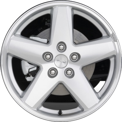 Jeep Compass 2007-2010 silver machined 18x7 aluminum wheels or rims. Hollander part number ALY9071, OEM part number Not Yet Known.