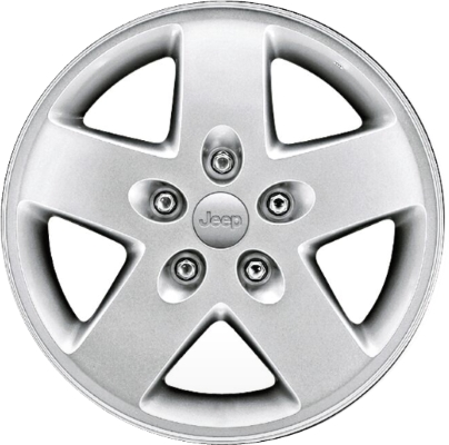 Jeep Wrangler 2007-2017, Wrangler JK 2018 powder coat silver 17x7.5 aluminum wheels or rims. Hollander part number 9074U20, OEM part number 1AH78PAKAE, 1AH78PAKAC.