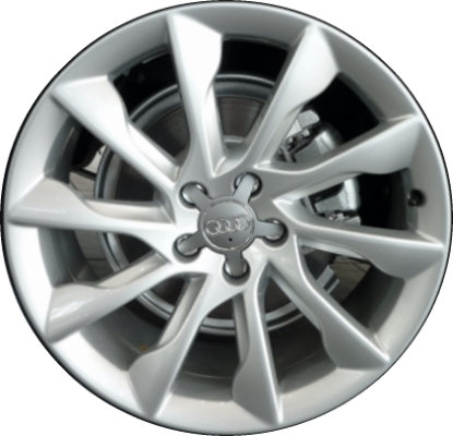 Audi A5 2013-2018, S5 2013-2017 powder coat silver 19x8.5 aluminum wheels or rims. Hollander part number 58925/58960, OEM part number 8T0601025BR, 8T0601025BC.