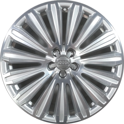 Audi A8 2014-2018 silver machined 20x9 aluminum wheels or rims. Hollander part number ALY58961U10, OEM part number 4H0601025AL.