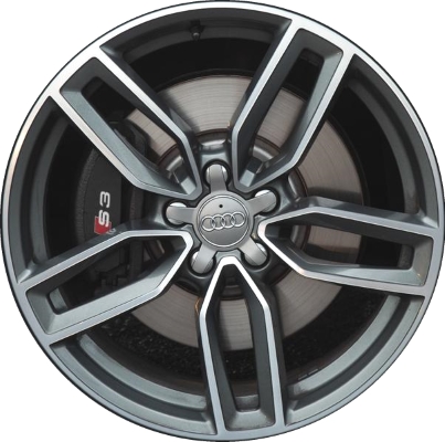 Audi S3 2015-2018 charcoal machined 19x8 aluminum wheels or rims. Hollander part number ALY58952, OEM part number 8V0601025AB.