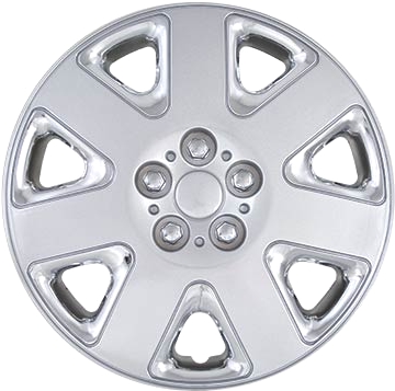 - SEVEN DOUBLE SPOKE SILVER HUBCAPS SET OF FOUR-- 15 INCH